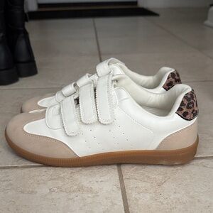 Marshalls White and Tan Sneakers with Leopard Detail